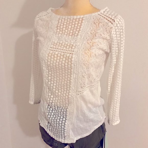 lucky brand white eyelet top